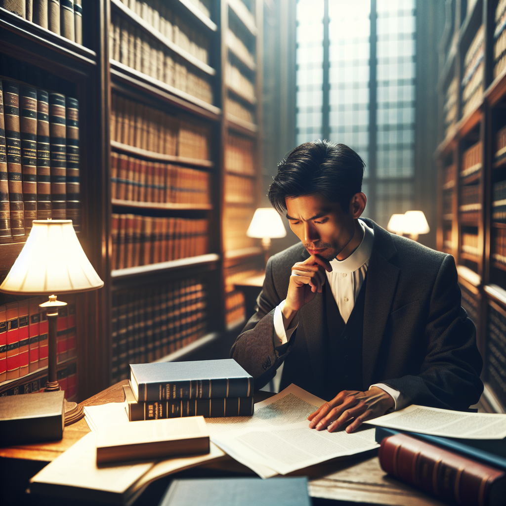 Scholar studying Reformed Theology in a library