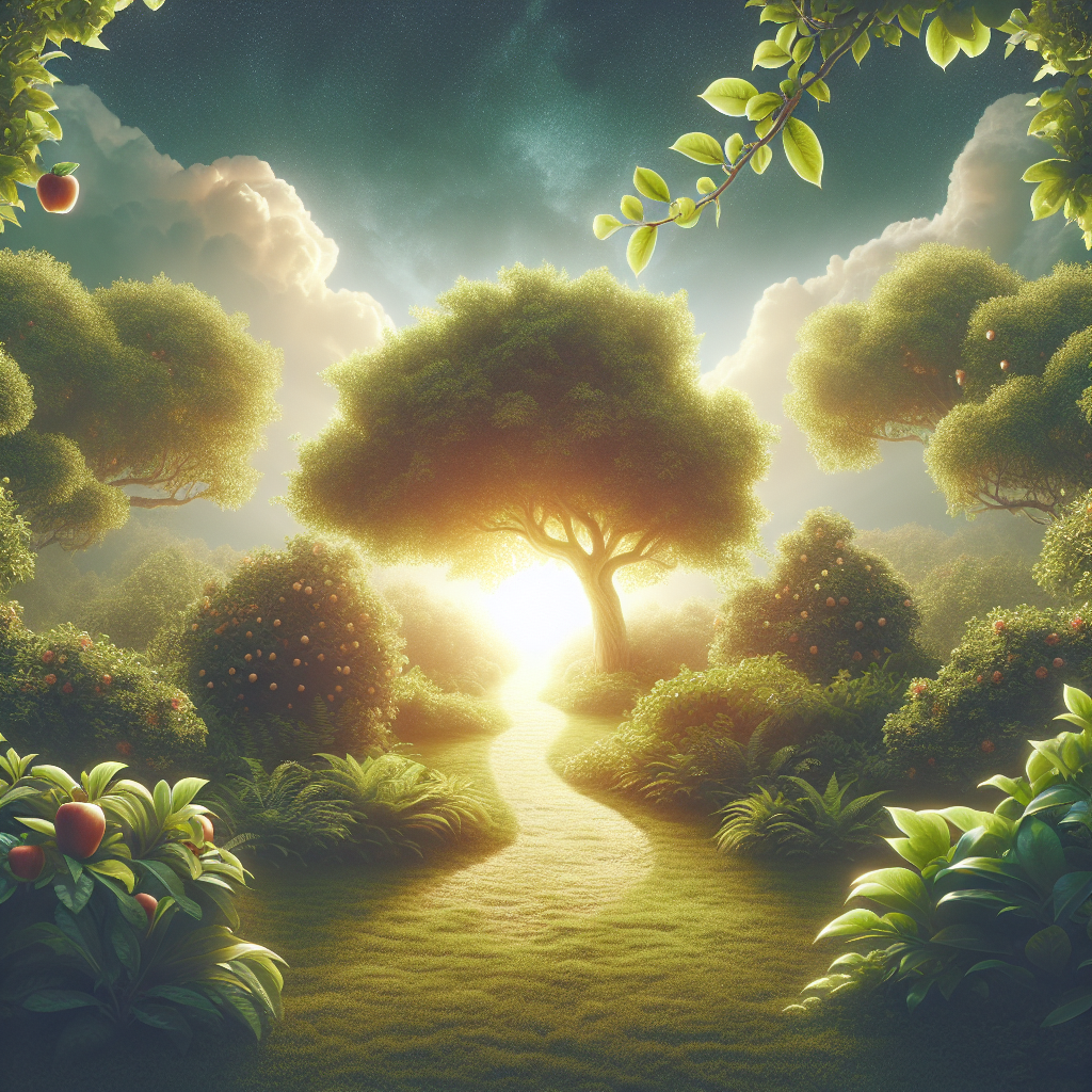 A depiction of the Garden of Eden symbolizing the Covenant of Works.
