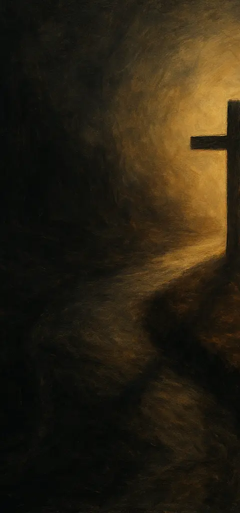 Illustration of the cross symbolizing grace amidst darkness.